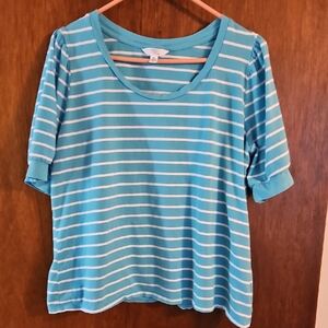 Striped Blue Women's Top, Sz XL 16-18, Time And Tru